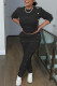 Black Fashion Casual Solid Patchwork O Neck Long Sleeve Two Pieces
