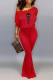 Red Fashion Casual Print Basic O Neck Regular Jumpsuits