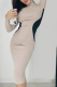Grey Sexy Solid Patchwork Turtleneck Pencil Skirt Dresses