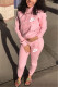 Pink Fashion Casual Letter Embroidery Basic Hooded Collar Long Sleeve Two Pieces