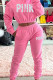 Pink Fashion Casual Letter Print Basic Hooded Collar Long Sleeve Two Pieces