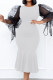 White Casual Elegant Solid Split Joint O Neck Straight Dresses