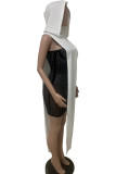 White Sexy Casual Solid Slit Hooded Collar Tops
