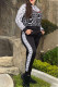 Black Fashion Elegant Print Patchwork Long Sleeve Two Pieces