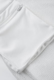 White Fashion Celebrities Solid Patchwork O Neck A Line Dresses