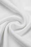 White Fashion Celebrities Solid Patchwork O Neck A Line Dresses