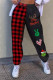 Black Casual Street Print Patchwork Straight High Waist Straight Positioning Print Bottoms