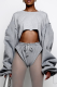 Grey Sexy Solid Patchwork O Neck Long Sleeve Two Pieces