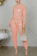 Orange Casual Letter Embroidery Basic O Neck Long Sleeve Two Pieces