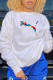 White Fashion Sportswear Print Patchwork O Neck Tops