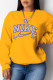 Yellow Casual Sportswear Print Patchwork O Neck Tops