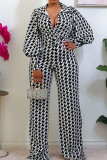 White Casual Print Patchwork V Neck Straight Jumpsuits