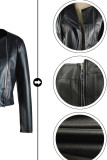 Red Street Solid Patchwork Zipper Outerwear