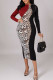 Leopard Print Sexy Print Patchwork O Neck One Step Skirt Dresses