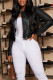 Black Street Solid Patchwork Zipper Outerwear