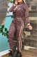 Dark Purple Fashion Simplicity Letter Print Patchwork Long Sleeve Two Pieces