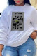 White Fashion Street Print Patchwork O Neck Tops