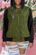 Green Fashion Casual Patchwork Cardigan Zipper Collar Outerwear
