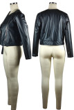 Red Street Solid Patchwork Zipper Outerwear