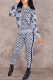 Grey Fashion Casual Print Patchwork Long Sleeve Two Pieces