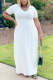White Casual Solid Patchwork V Neck Straight Dresses