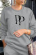 Grey Fashion Street Print Patchwork O Neck Tops