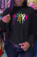 Black Fashion Sportswear Print Patchwork O Neck Tops