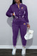 Purple Fashion Casual Print Patchwork Mandarin Collar Long Sleeve Two Pieces