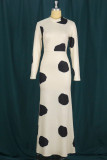 Pink Fashion Print Basic Turtleneck Long Sleeve Dresses