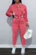 Pink Fashion Casual Print Patchwork Mandarin Collar Long Sleeve Two Pieces