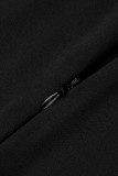 Black Fashion Sexy Patchwork See-through O Neck Skinny Jumpsuits