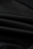 Black Fashion Sexy Patchwork See-through O Neck Skinny Jumpsuits
