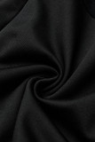 Black Fashion Sexy Patchwork See-through O Neck Skinny Jumpsuits