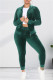 Ink Green Fashion Casual Solid Cardigan Pants Hooded Collar Long Sleeve Two Pieces