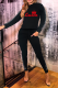 Black Casual Print Patchwork O Neck Long Sleeve Two Pieces