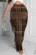 Brown Fashion Casual Plaid Print Tassel Regular High Waist Skirt