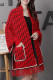 Red Fashion Street Letter Tassel Outerwear