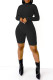 Black Fashion Casual Solid Basic Turtleneck Skinny Romper