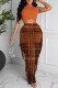 Orange Fashion Casual Print Tassel Half A Turtleneck Sleeveless Two Pieces
