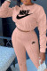 Pink Fashion Street Print Patchwork O Neck Long Sleeve Two Pieces