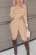 Khaki Fashion Casual Sweet Solid Patchwork Frenulum Oblique Collar Long Sleeve Two Pieces