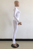 Rose Red Sexy Solid Patchwork O Neck Long Sleeve Two Pieces