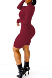 Grey Fashion Casual Solid Basic Turtleneck Skinny Romper