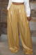 Yellow Fashion Casual Solid Basic Regular High Waist Wide Leg Trousers