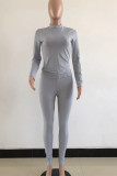Rose Red Sexy Solid Patchwork O Neck Long Sleeve Two Pieces