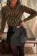 Coffee Fashion Street Letter Patchwork O Neck Tops