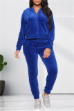 Coffee Fashion Casual Solid Cardigan Pants Hooded Collar Long Sleeve Two Pieces
