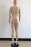 Rose Red Sexy Solid Patchwork O Neck Long Sleeve Two Pieces