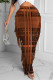 Orange Fashion Casual Plaid Print Tassel Regular High Waist Skirt