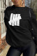 Black Fashion Street Print Patchwork O Neck Tops